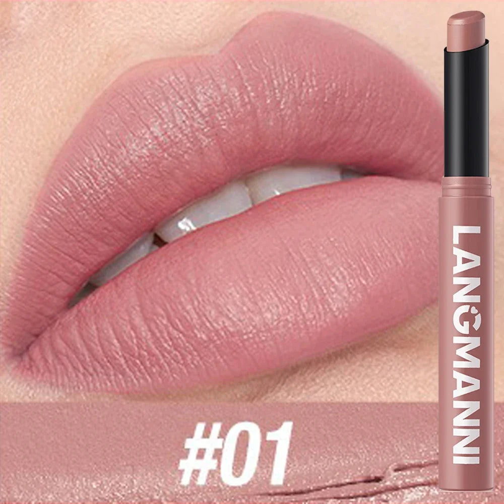 12 Color Matte Lipstick Pencil Waterproof Long Lasting Non-Stick Cup Lip Stain Tint Cosmetic Nude Lipstick Pen Makeup Maquillage