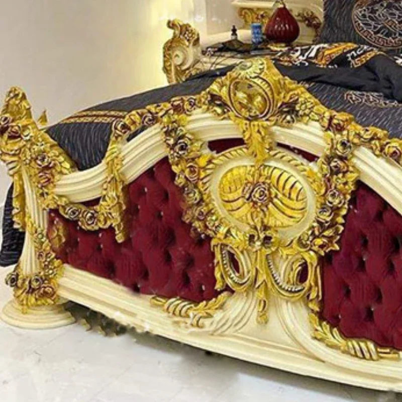 European Double Queen Bed Headboards Vintage Square Romantic Simple Trendy Unusual Bed Light Luxury Beliche Lounge Furniture