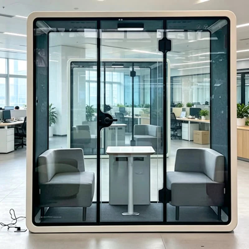 Video Conference Privacy Booth – Movable Soundproof – Aluminum Frame | KIMLUD