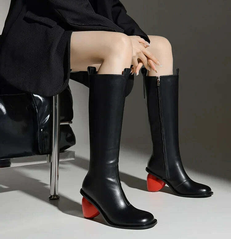 kimlud-new-retro-sexy-round-toe-peach-heart-heel-side-zipper-knee-high-boots-european-american-fashion-show-color-blocked-womens-boots-kimlud-womens-clothes-35044484