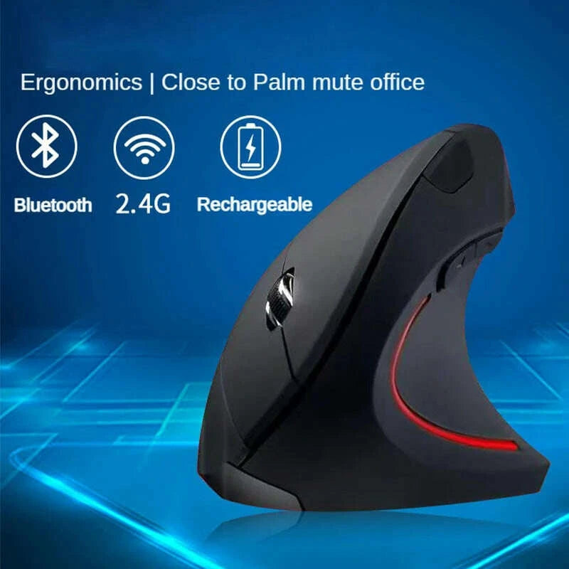 KIMLUD, Wireless Bluetooth Vertical Mouse 800 1200 1600 DPI 6 Button Personalised Side Grip Ergonomic 2.4G Mute Gaming PC Computer Mouse, KIMLUD Womens Clothes