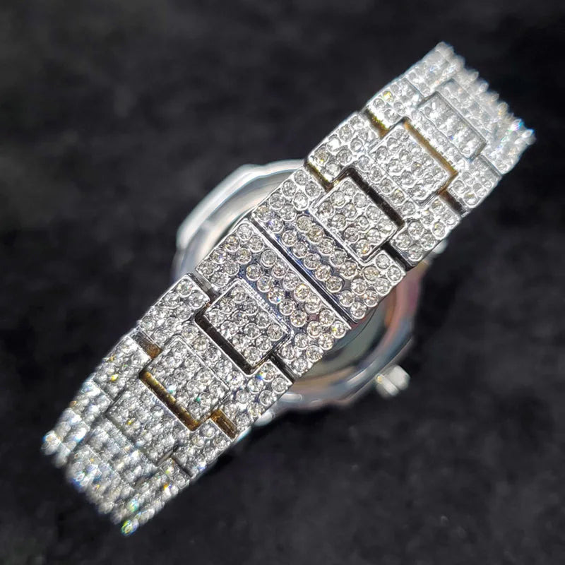 New Hip Hop Watches For Men Luxury Iced Out Quartz Wristwatch Fashion Fully Diamond Waterproof Luminous Male Clock Hot Sale 2022