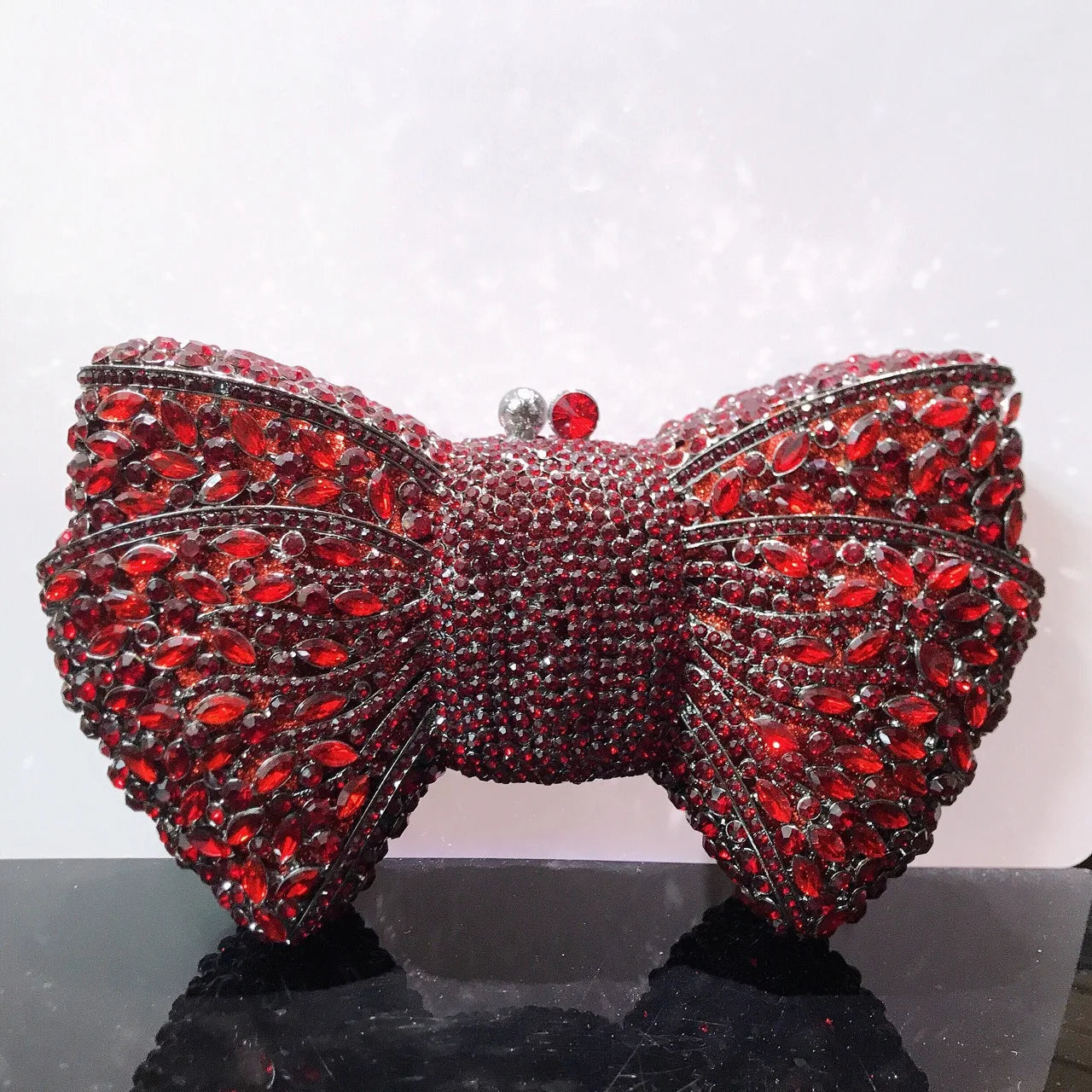 Crystal Rhinestone Bowtie Clutch Evening — Gold | KIMLUD