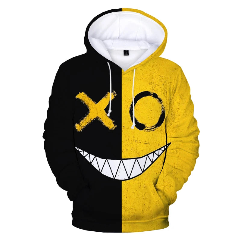 Hoodie – XOXO Pattern Devil Smiling Face 3D – Poly | KIMLUD