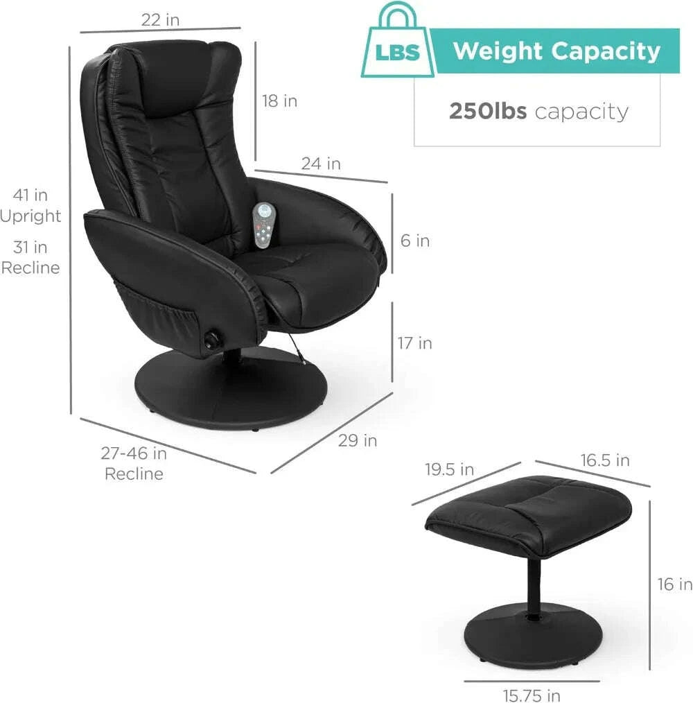 KIMLUD, Best Choice Products Faux Leather Electric Massage Recliner w,5 Heat & Massage Modes, Side Pockets - Black, KIMLUD Womens Clothes
