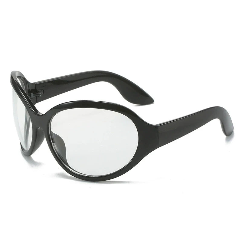 Oversized Oval Frame Sunglasses UV400 Lenses — Black | KIMLUD
