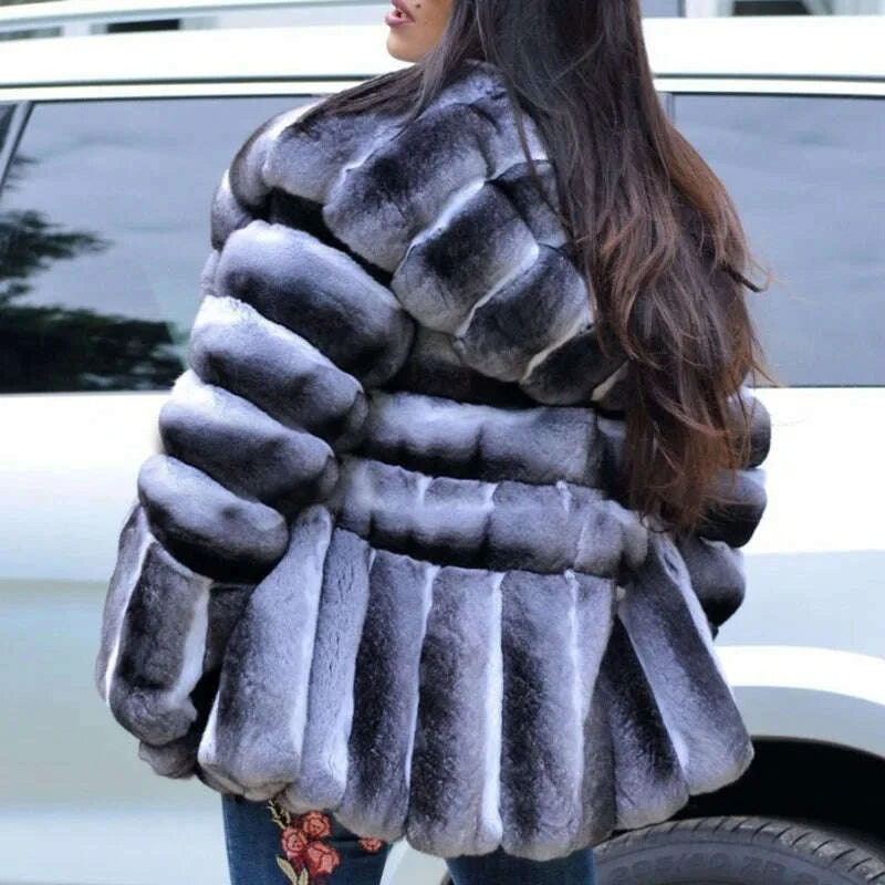 KIMLUD, new brand of fur Coat Winter Fur Jacket For Women Thick Warm Rex Rabbit Fur Outerwear With Hood Luxury Full Pelt Jackets, KIMLUD Womens Clothes