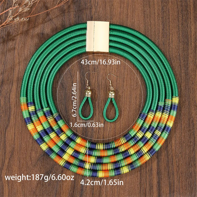 Jewelry Set Multi-Layer Woven Zinc Alloy Gold | KIMLUD