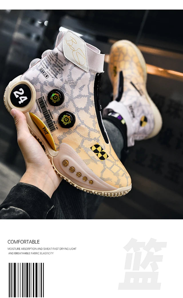 New basketball shoes male high top students wear-resistant outdoor concrete actual combat flying woven breathable combat boots