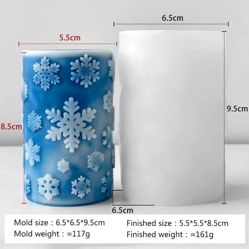 KIMLUD, 3D Relief Cylinder Christmas Snowflake Elk Silicone Candle Mold Christmas Tree Santa Aroma Plaster Mold Candle Making Supplies, KIMLUD Womens Clothes