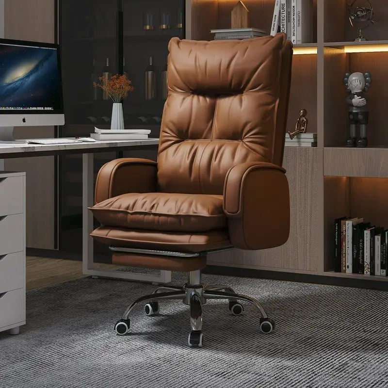 Ergonomic Executive Office Chair High Back Boss Chair Comfortable Swivel Computer Study Desk Reclining Sofa Chair