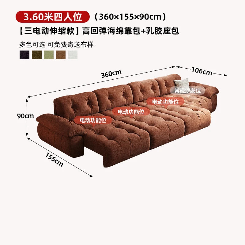 Velvet Designer Living Room Sofa Multifunctional Electric Adjustment — Burnt Orange | KIMLUD