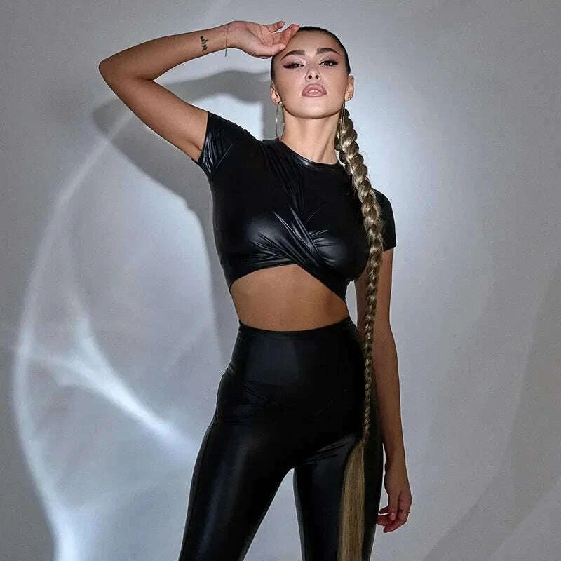 2024-womens-tight-t-shirt-springsummer-new-bright-lacquer-leather-cross-short-top-for-womenkimlud-womens-fashion-34602419