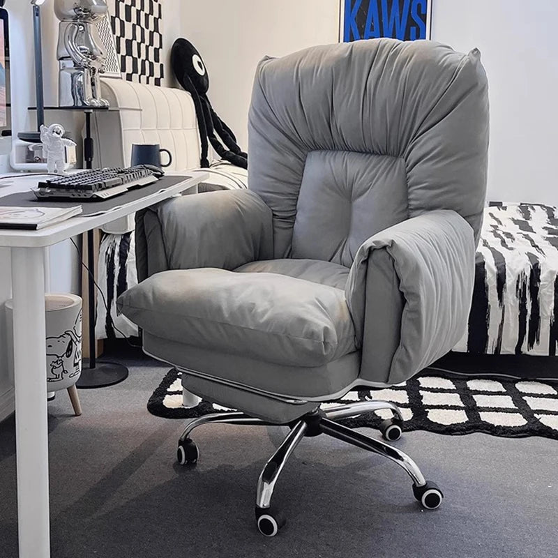 Mesh Minimalist Office Chair With Footrest — Black | KIMLUD