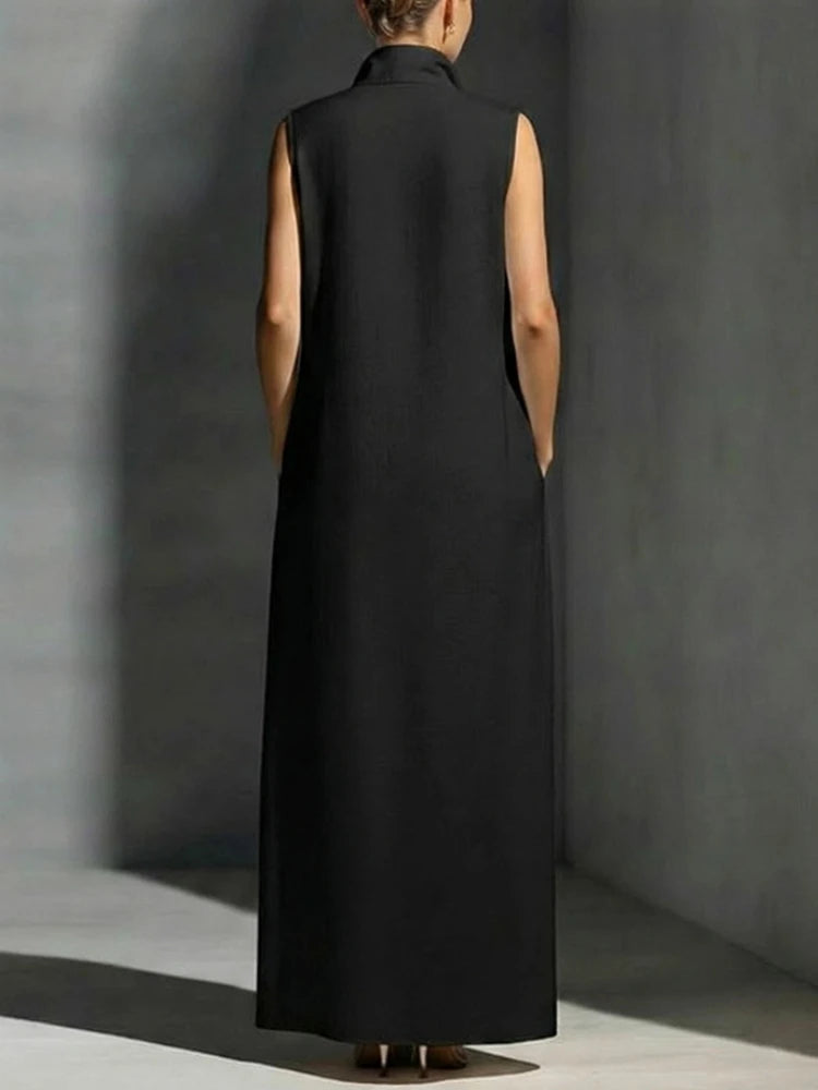 Fashion Colourblock Maxi Dress Women Casual Deep V-neck Sleeveless Loose Dresses 2026 Summer Elegant Party Street Vestidos