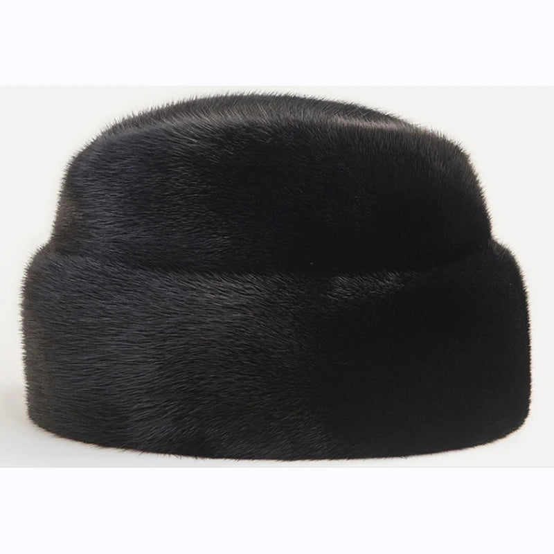 Genuine Mink Fur Winter Hat For Men — Espresso Brown | KIMLUD