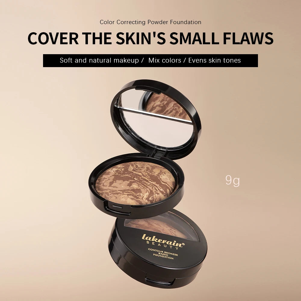 Baked Powder Palette Color Correcting Powder Foundation Balance & Brighten Coverage Semi Matte Natural Finish 1Piece 9g