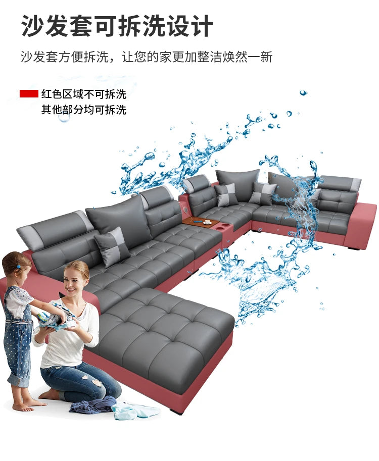 Latex Nano Three-Proof Fabric Sofa Modern Living Room — Slate Grey | KIMLUD