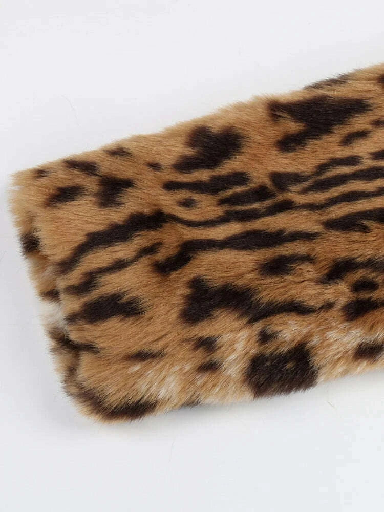 KIMLUD, Nerazzurri Winter Long Loose Luxury Thick Warm Soft Fluffy Leopard Print Faux Fur Coat Women Lapel Runway European Fashion 2022, KIMLUD Womens Clothes