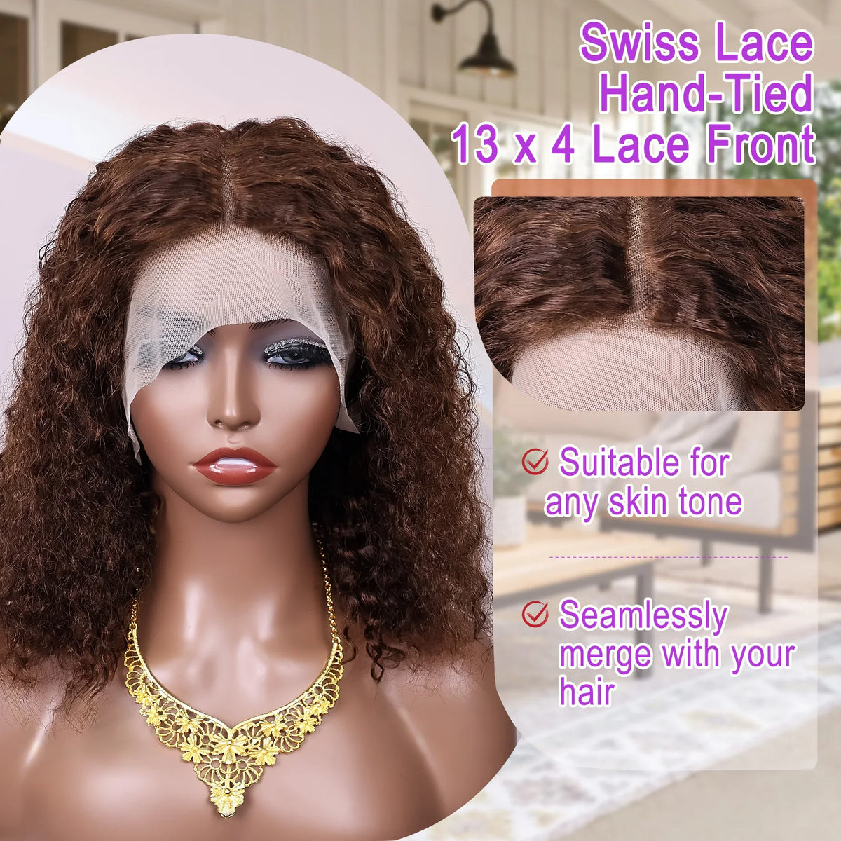 Lace Front Wig – Deep Wave – Remy Vietnamese Hair – Brown | KIMLUD