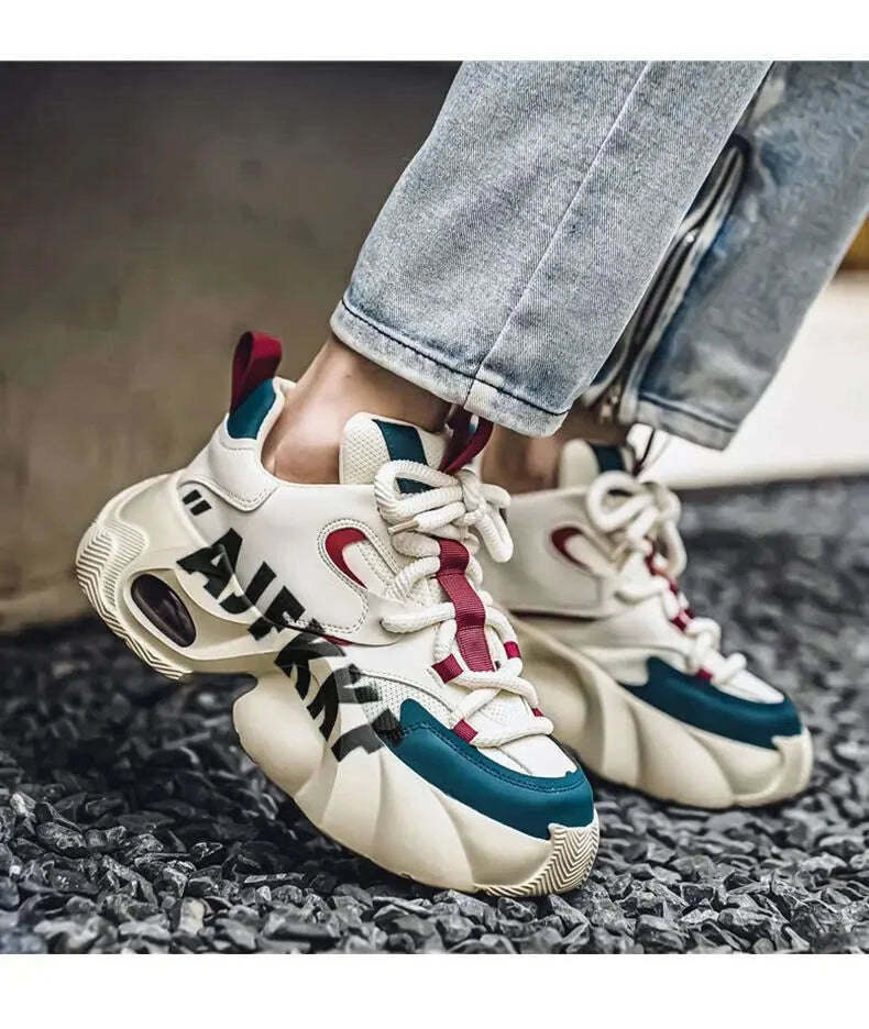 KIMLUD, Ins Color-blocking Trendy Men's Shoes 2025 Yellow Dad Shoes Chunky Sneakers Man Thick-soled Height-enhancing Casual Sports Shoes, KIMLUD Womens Clothes