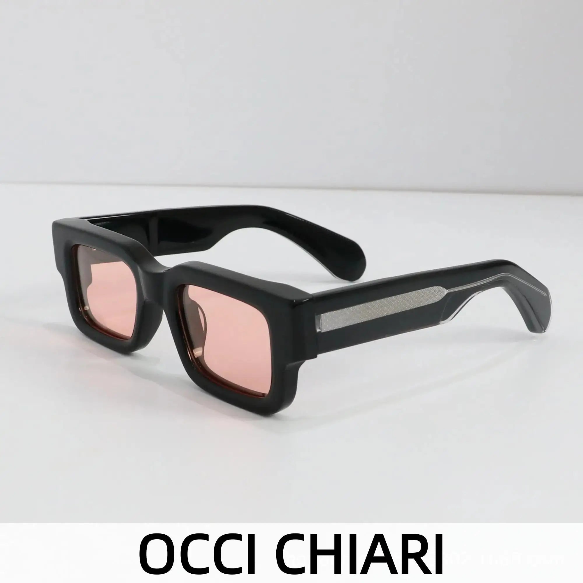 Square Polarized Sunglasses Original Acetate Frame — Black | KIMLUD