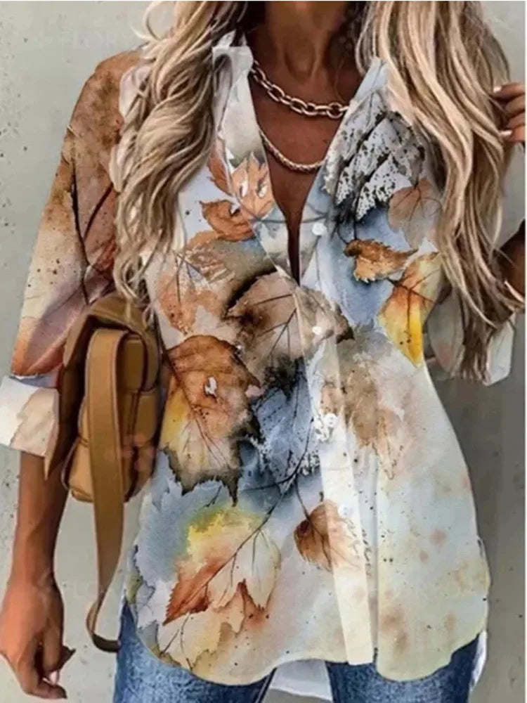 Blouse – Floral Print – Slim Silhouette | KIMLUD