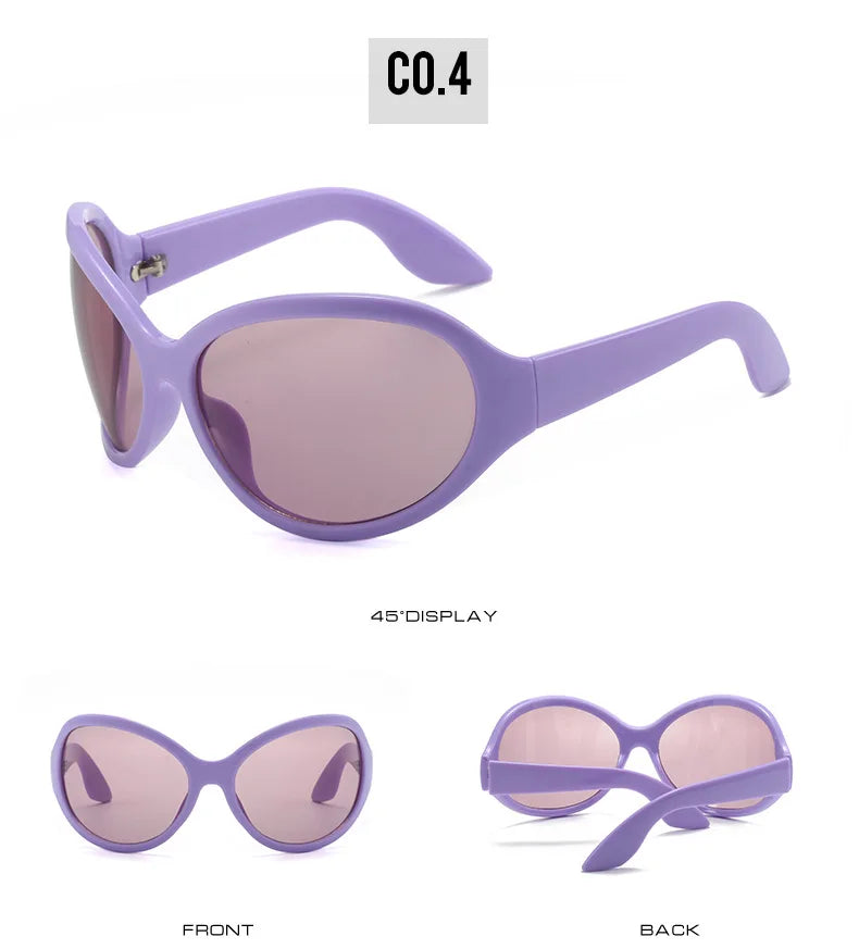 Oversized Punk Oval Sunglasses UV400 — Black | KIMLUD