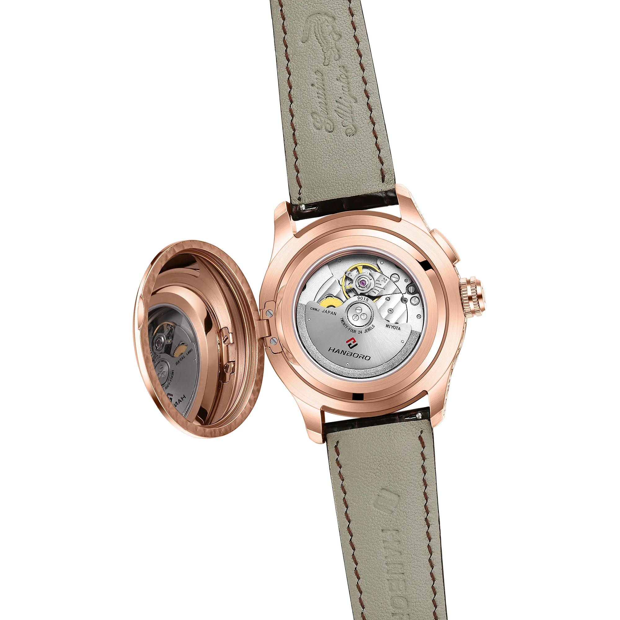 HANBORO Mechanical Alarm Watch Men Automatic Ping Bell Hourly Chime Luxury 100M Waterproof Sapphire Steel Business Unique