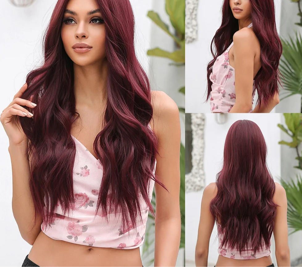 oneNonly Pink White Long Wig Blonde Rainbow Wavy Wigs Halloween Cosplay Party Wigs for Women Makeup Tools Synthetic Hair - KIMLUD