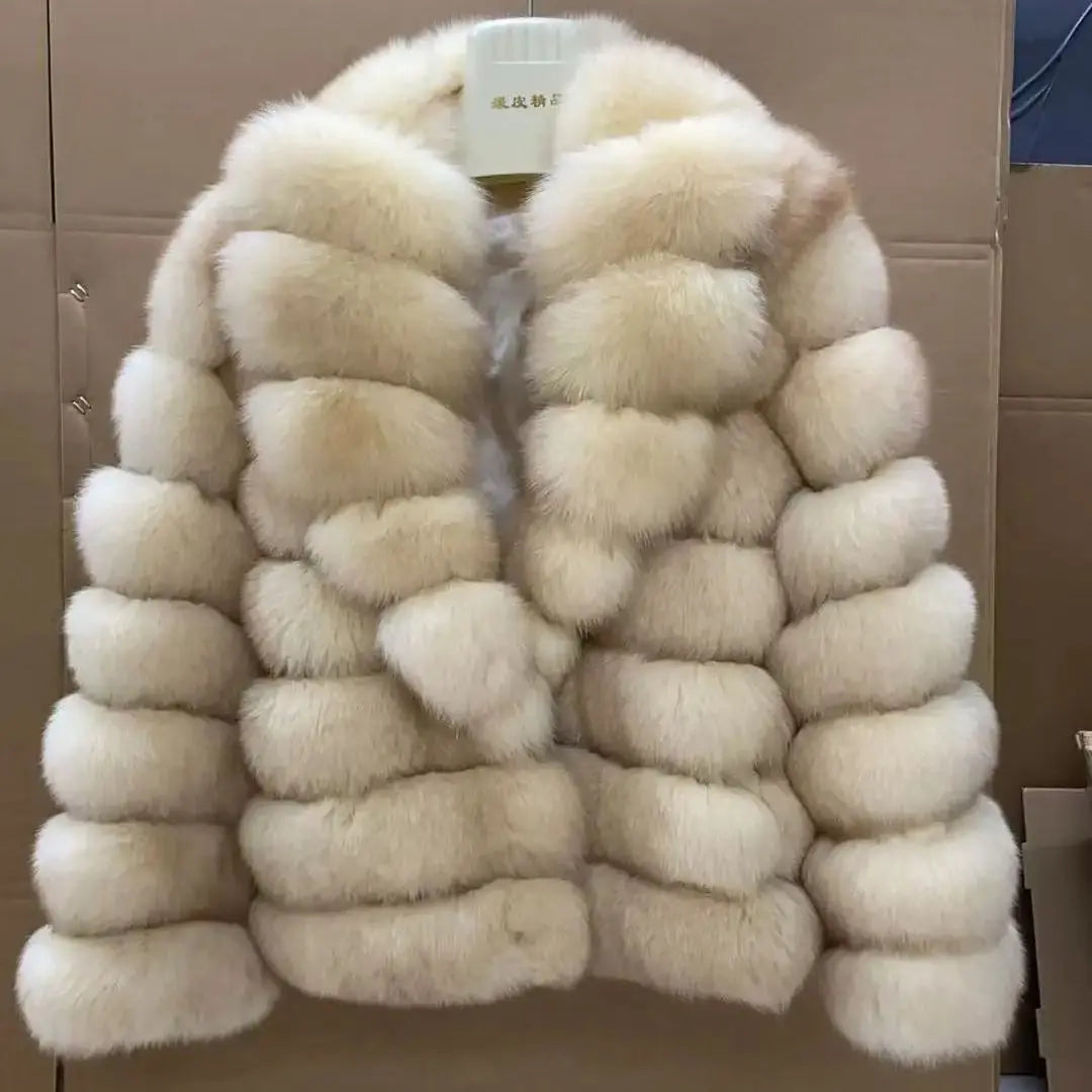 Fox Fur Coat – Winter High-End – Fox Fur – Colorful Sable | KIMLUD