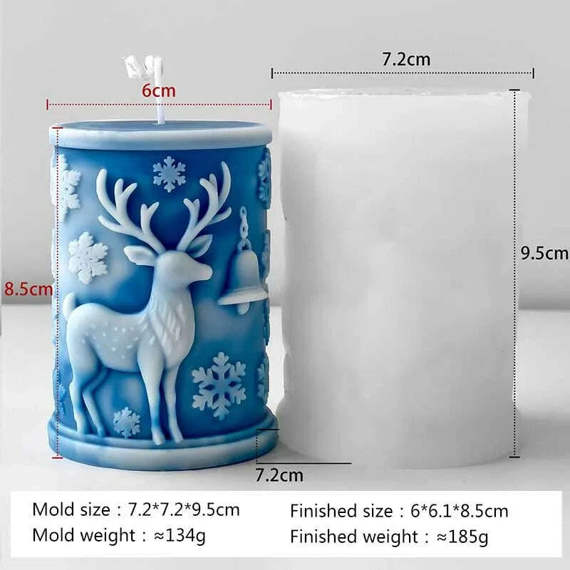 KIMLUD, 3D Relief Cylinder Christmas Snowflake Elk Silicone Candle Mold Christmas Tree Santa Aroma Plaster Mold Candle Making Supplies, KIMLUD Womens Clothes