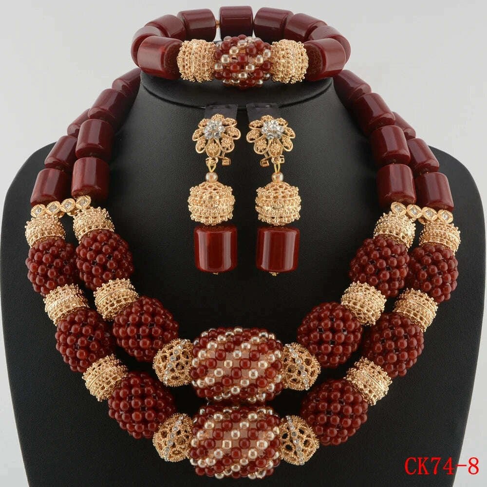 nigerian-wedding-artificial-coral-beads-jewelry-set-golden-pendant-necklace-for-women-nigeria-bridal-costume-necklace-setkimlud-womens-fashion-34624814