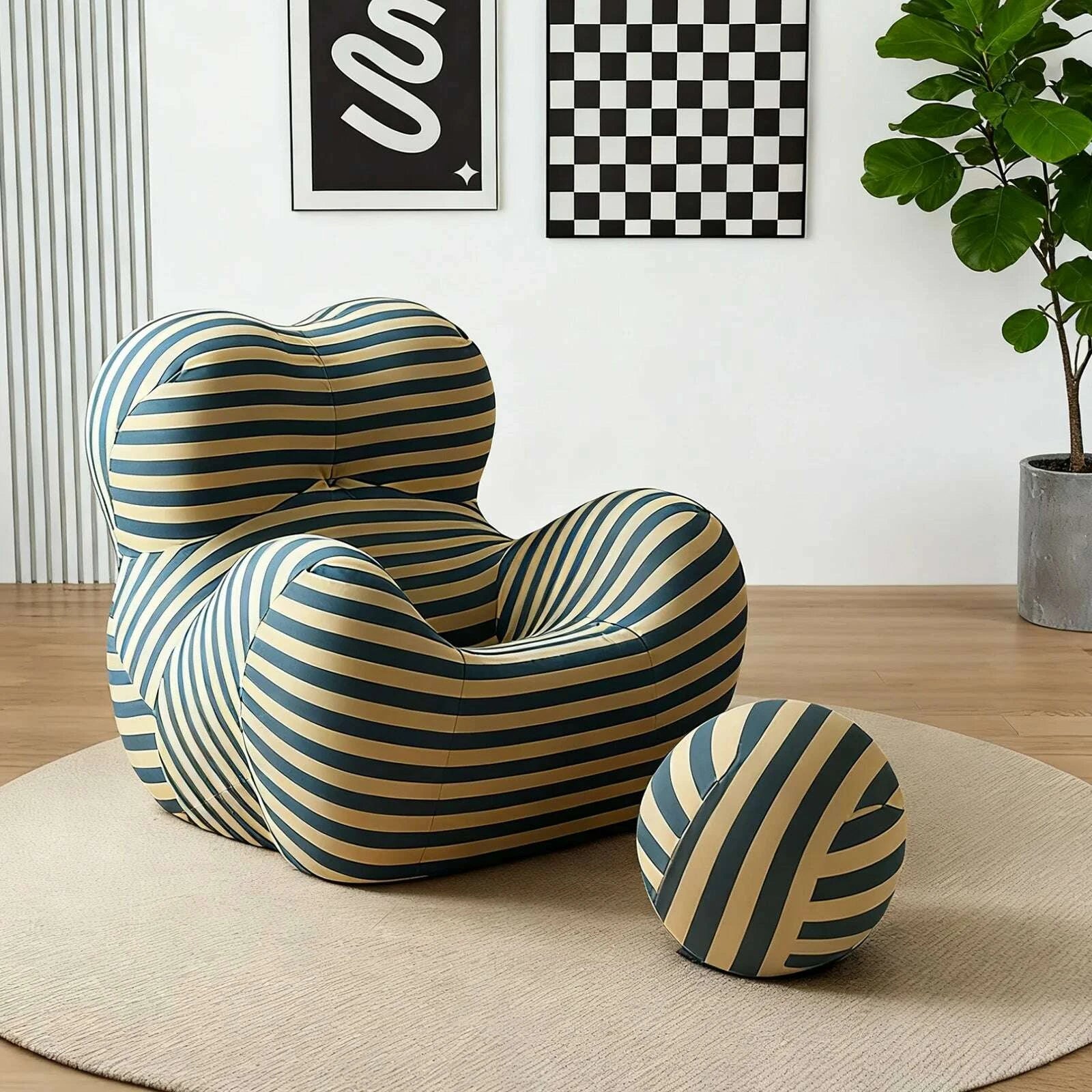 KIMLUD, Bean Bag Chair for Adults,MemoryFoam Sofa,Floor Reading Chair withOttoman,Comfy Single Living Room Couch,Boneless Chair, KIMLUD Womens Clothes