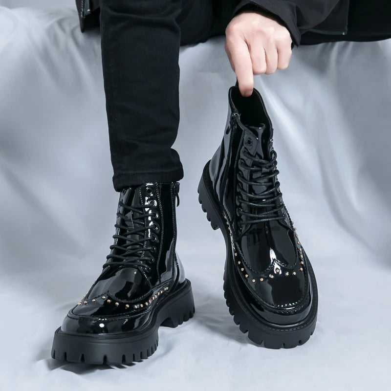 Men's Motorcycle Boots – Platform – Genuine Leather | KIMLUD