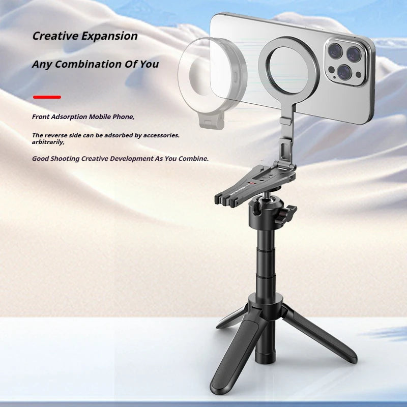 Aluminum For Magsafe Tripod Magnetic Phone Holder Universal Magnetic Phone Tripod Mount Foldable Camera Phone Tripod Stand