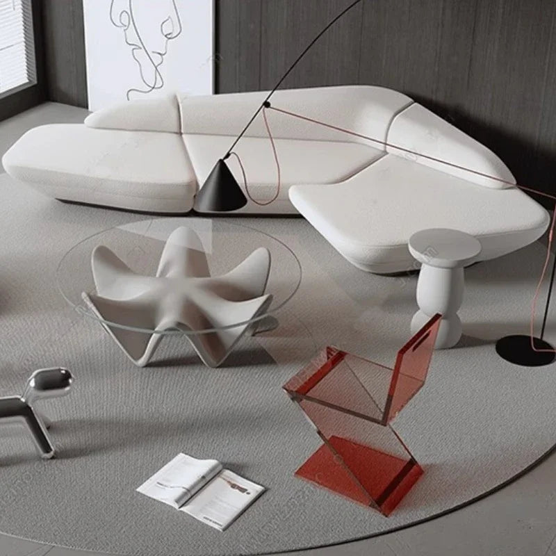 Modern Curved Leather Luxury Sofas — Gray | KIMLUD