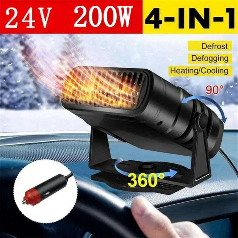 KIMLUD, Car Heater 12V 24V 4in1 Powerful Defroster Defogger for Windshield 360 Rotation Vehicle Interior Heater Auto Accessories Winter, KIMLUD Womens Clothes