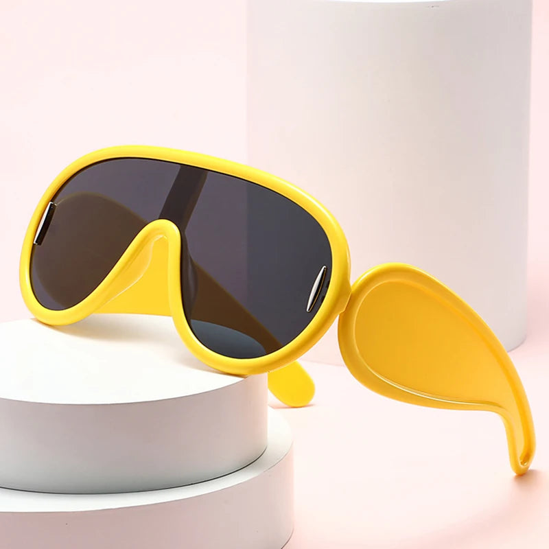 Vintage Round Sunglasses Exaggerated Circular Frames — Black | KIMLUD