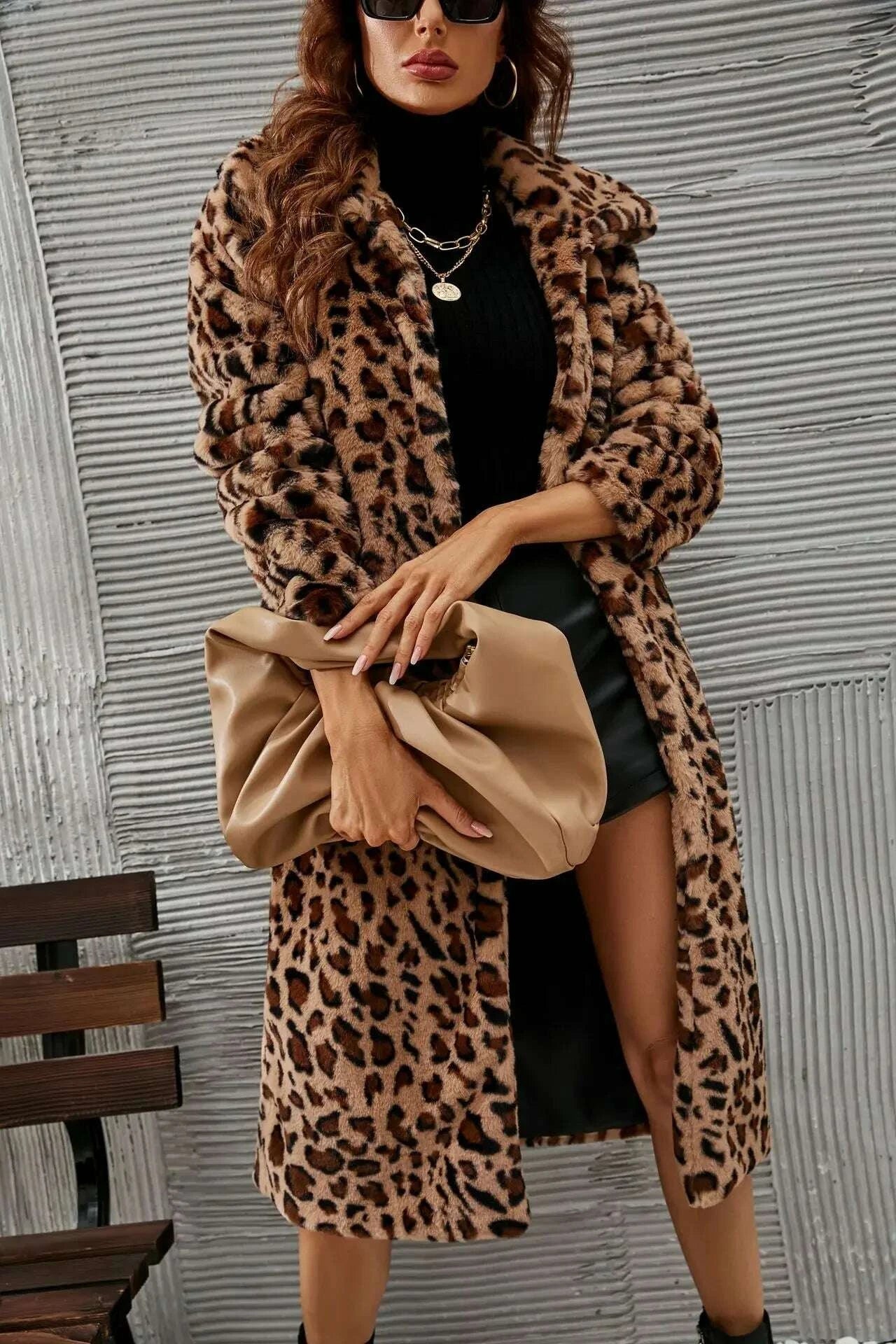 KIMLUD, Autumn Winter New Fashion European American Women's Leopard Casual Trendy Loose Faux Fur Coats Female Daily Luxury Clothes Tops, KIMLUD Womens Clothes