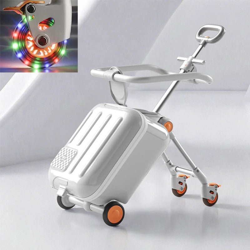 PC Luggage Ride-On Suitcase 2-In-1 With LED Lights — Multicolor | KIMLUD