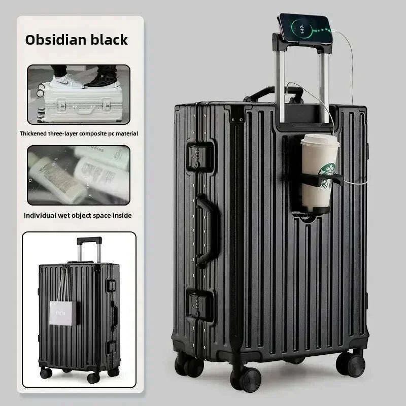 new-multifunction-suitcase-with-usb-charging-aluminum-frame-pc-suitcase-trip-cabin-male-and-female-carrier-2830-inchkimlud-womens-fashion-34624062