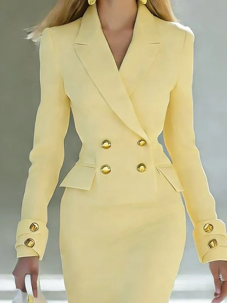 Polyester Sheath Dress With V-Neck And High Waist Wrap And Long Sleeves — White | KIMLUD