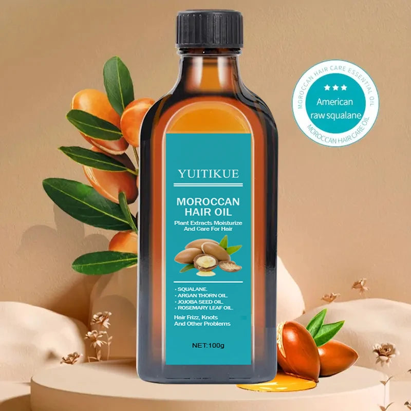 Moroccan Argan Hair Oil Repairing Dry Frizzy Strands — Amber | KIMLUD