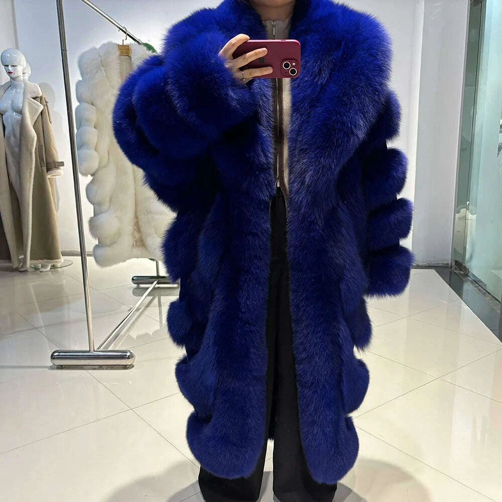 KIMLUD, YOLOAgain 2025 Winter Warm Luxury Real Fox Fur Coat Women Pink Fox Fur Jacket Long, KIMLUD Womens Clothes