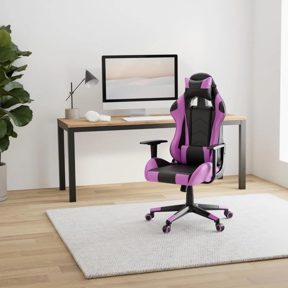 KIMLUD, Modern-Depo Gaming Chair Recliner, Ergonomic Swivel Office Computer Desk Chair with Headrest Lumbar Support, Black Purple, KIMLUD Womens Clothes