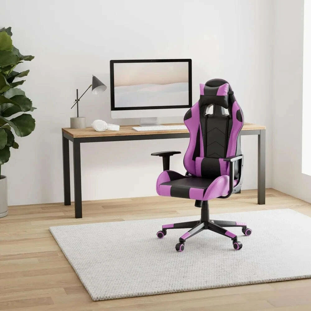KIMLUD, Modern-Depo Gaming Chair Recliner, Ergonomic Swivel Office Computer Desk Chair with Headrest Lumbar Support, Black Purple, KIMLUD Womens Clothes