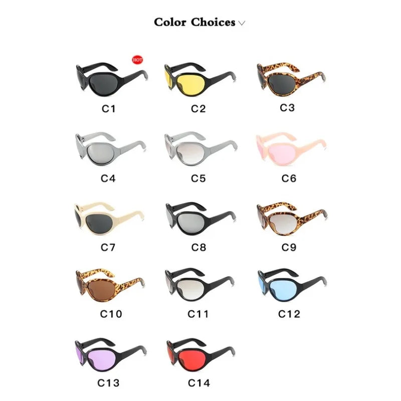 Oversized Y2K Sunglasses Wraparound Frames — Silver | KIMLUD