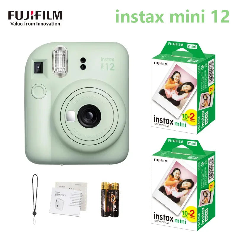 Genuine Fujifilm Instax Mini 12 Instant Camera With 20 Sheets Mini Film Paper Camera Shoulder Strap Bag Accessories Gift Suit
