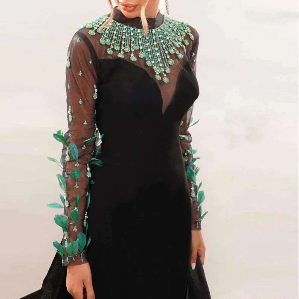 sharon-said-elegant-black-mermaid-evening-dress-dubai-luxury-emerald-green-beads-feathers-women-wedding-dresses-party-gowns-kimlud-kimlud-33910595